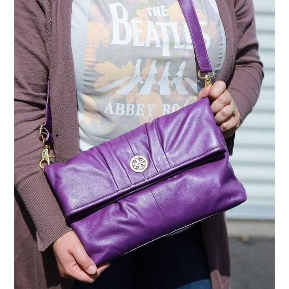 COPY - NWT Tory Burch Oversized Clutch Foldover Crossbody Bag Jewel Purple - Picture 3 of 11